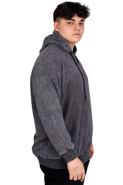 ModeXL Ανδρικό φούτερ με κουκούλα - Mode XL, Plus Size, Acid Wash, Interlock U24167, Καπνιστό