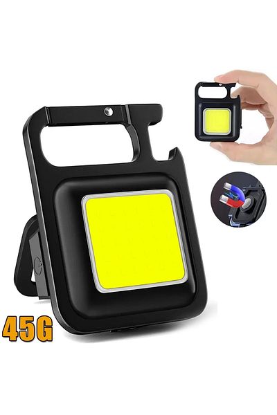 Heinast Normal 200Mah Mini Flashlight Keychain Light COB Work Light USB Rechargeable Lamp with 90° Foldable