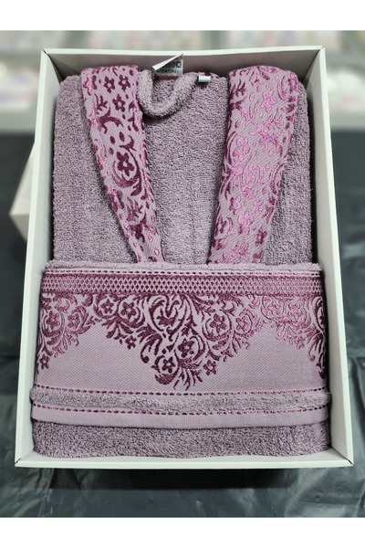 Fiesta Bukle Tekli Pamuk Bornoz 2 Parça (havlulu)