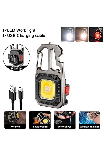 Choice 4Screwdriver LED Portable Keychain Flashlight Outdoor Camping COB Work Light Emergency Lighting With
