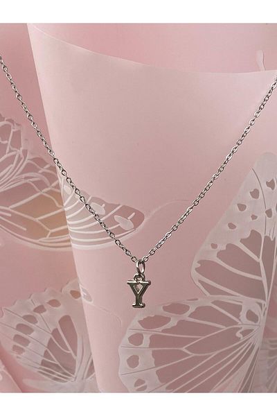 bijoux uniques قلادة أنيقة من الفولاذ المقاوم للصدأ 316L مع حرف Y