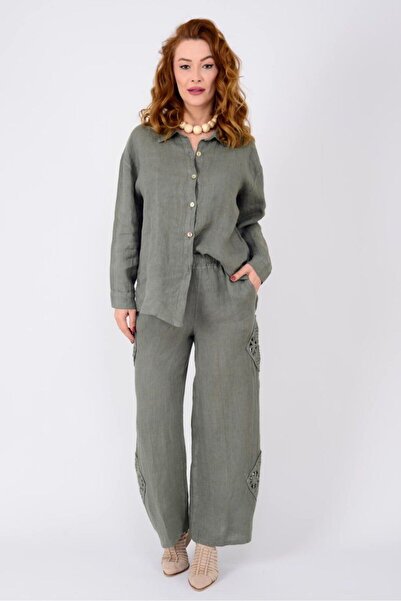 Marjinal DANTEL DETAYLI 2'Lİ KETEN TAKIM %100 LiNEN