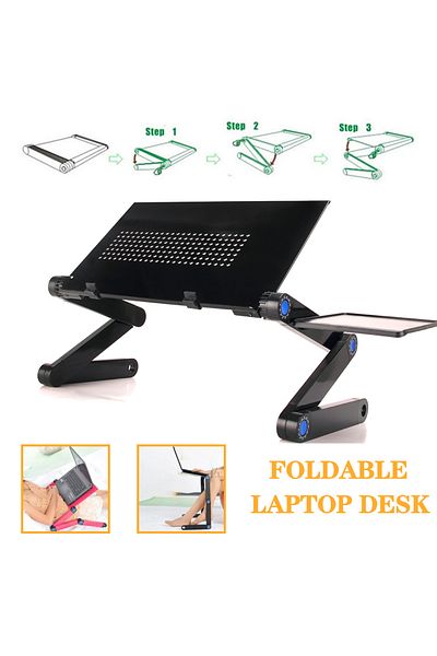 Choice DNZ-black Adjustable Laptop Desk Stand Portable Aluminum Ergonomic Lapdesk For TV Bed Sofa PC Notebo
