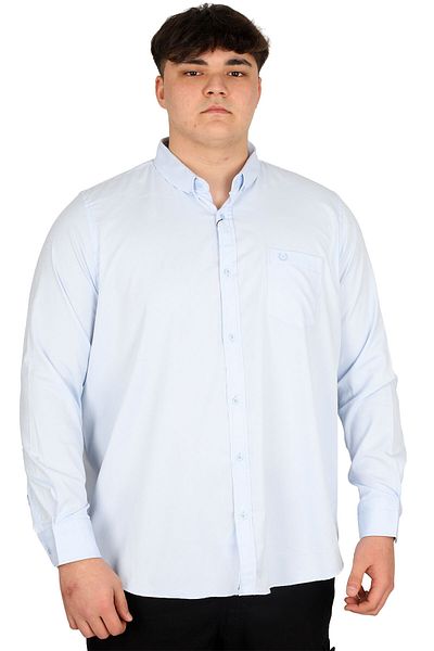 ModeXL Cămașă Oxford albastră cu mânecă lungă pentru bărbați - cu buzunare, mărime mare, OXFORD U20367