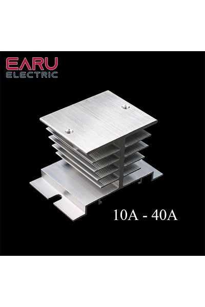 EARUELETRIC 1 pcs New Aluminum Fins Single Phase Solid State Relay SSR 10A to 40A Aluminum Heat Sink Dissipat...