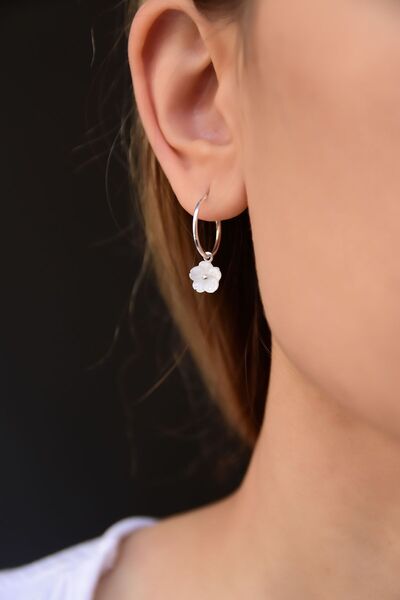 Papatya Silver 925 Ayar Gümüş Rodyum Kaplama Manolya Çiçek Halka Küpe