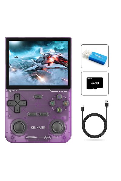 Choice Purple KINHANK Open Source K36 Retro Handheld Video Game Console 16000 Games Emulator for PS1/PSP/DC