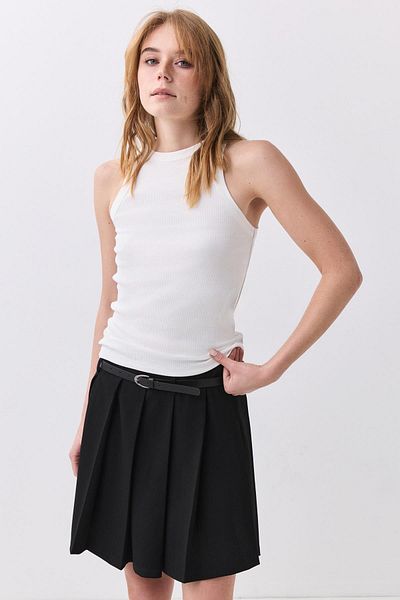 Trendiz Women's Cotton Strappy Halter Neck Basic Undershirt 2 Pack Black White 9011