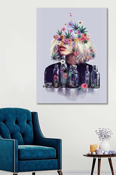 Hediyeler Kapında 50x70 Dekoratif Çiçek Duvar Kanvas Tablo