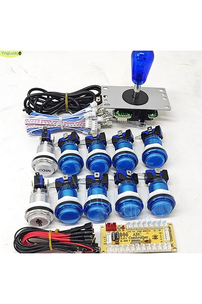 Choice 1 player-blue 2 Player DIY Arcade Game Kit for PC Raspberry Pi with LED Push Buttons American Style