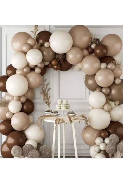Çemrek Süs Parti Desert Sand Sea Sand Coffee Balloon Chain Set of 100