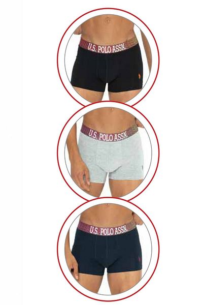 U.S. Polo Assn. Πόλο Ασν. 80571 Ανδρικό βαμβακερό 3 τεμαχίων Boxer-Black&Grimelange&Navy Blue