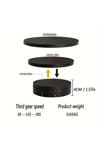 Choice 3 IN 1 black 3 Speeds Electric Rotating Display Stand Mirror 360 Degree Turntable Jewelry Holder Bat