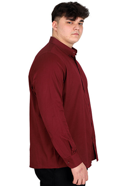 ModeXL Cămașă cu mânecă lungă pentru bărbați - Mode XL, Plus Size, Classic OXFORD U20368, Plum