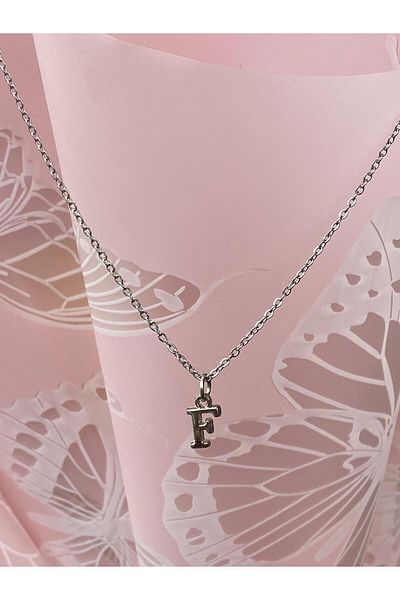 bijoux uniques قلادة أنيقة من الفولاذ المقاوم للصدأ 316L مع حرف F