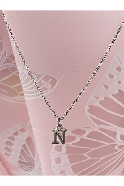 bijoux uniques قلادة أنيقة من الفولاذ المقاوم للصدأ 316L مع حرف N