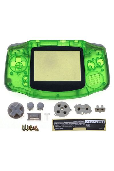 JCD Clear Green JCD Plastic Housing Shell Case Cover For GBA Console Shell W/ Button Kit Screen Lens Sti