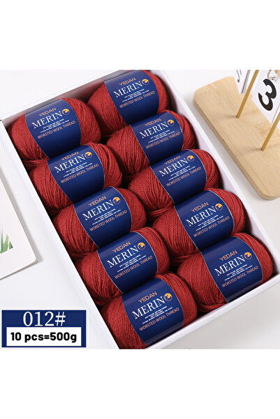 Choice 12 خيط صوف ناعم أحمر صدئ 500 جرام، حياكة يدوية الصنع، أزياء خريف وشتاء للرجال والنساء