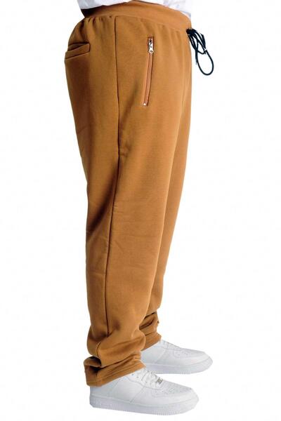 ModeXL Mode XL Plus Size Ανδρικό παντελόνι με 3 κλωστές με φερμουάρ ίσιο πόδι 22507 Camel
