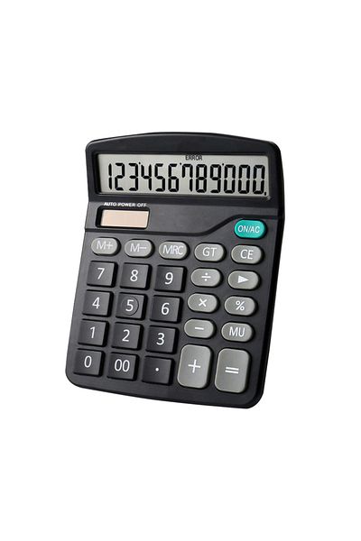 Arealer Black Desktop Calculator Standard Function Calculator With 12-digit Large Lcd Display Solar & Batter