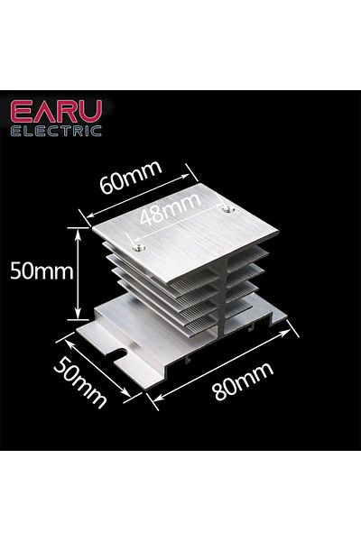 EARUELETRIC 1 pcs New Aluminum Fins Single Phase Solid State Relay SSR 10A to 40A Aluminum Heat Sink Dissipat...