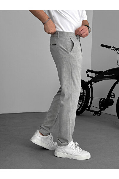 BYBASICMAN Gri Slim Fit Kumaş Pantolon KE-