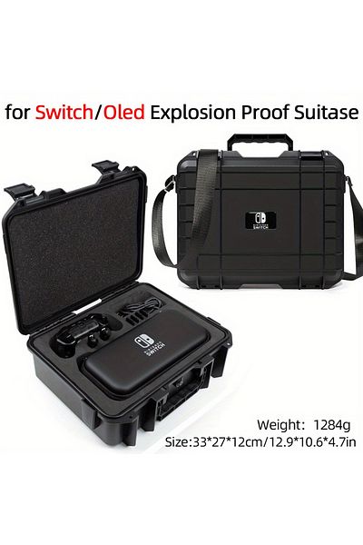 GSF Black with Small Bag For NS Explosion-Proof Suitcase Hard EVA Storage Bag For Nintendo Switch OLED C