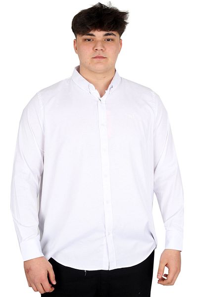 ModeXL Ανδρικό μακρυμάνικο πουκάμισο - Mode XL, Plus Size, Classic OXFORD U20368 Λευκό