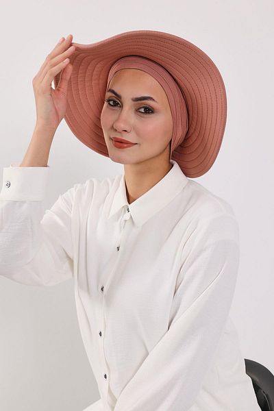 Aisha's Design عمامة بونيه من القطن الممشط قابلة للإزالة مع قبعة فيونكة في الخلف، S-4