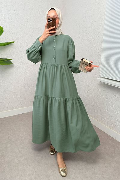 Salih Çelebi Χιτζάμπ με μισό κουμπί 2260 - MINT GREEN