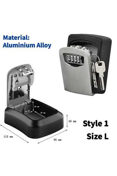 Choice Black Gray B Wall Mount Key Lock Box 4 Digit Password Code Security Lock No Key for Home Office Key