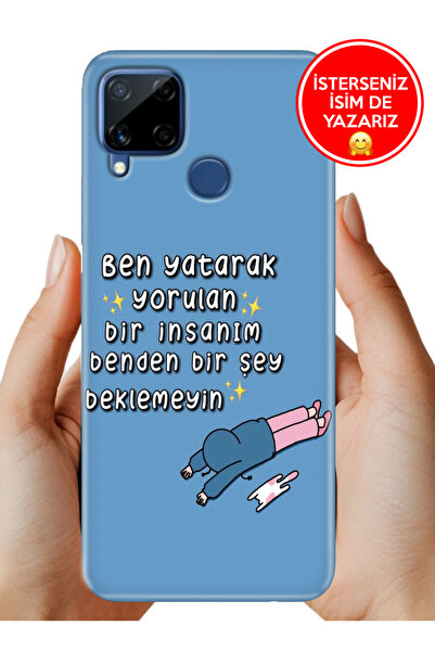 realme C15 Kılıf Desenli Baskılı Kamera Korumalı Silikon Yorgunum