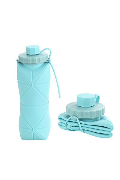 Choice زجاجة سيليكون قابلة للطي سعة 600 مل زرقاء، أكواب بلاستيكية محمولة قابلة لإعادة الاستخدام للبالغين، مناسبة للسفر في الهواء الطلق والجيم