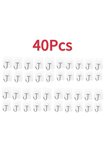 Choice B-40PCS 5/10/20Pcs خطاف لاصق ذاتي شفاف للباب والجدار رف حمل ثقيل للأطفال للمطبخ والحمام