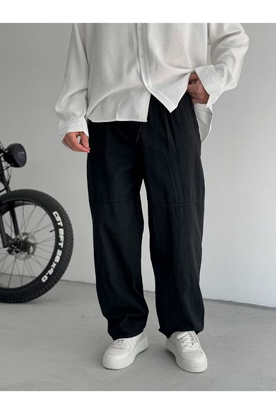 BYBASICMAN Black Stitched Relaxed Baggy Pants Jj-96