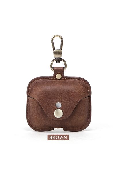 CONTACTS FAMILY airpods case Brown for  pro Luxury Genuine Leather Case For Apple Airpods Pro  Airpods 2 / 1 Wireles