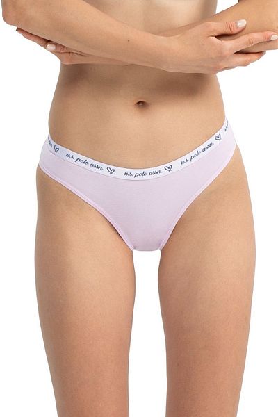 U.S. Polo Assn. U.S. Polo Assn. 66430 Chiloți din bumbac cu model mixt pentru femei, 3 piese-liliac