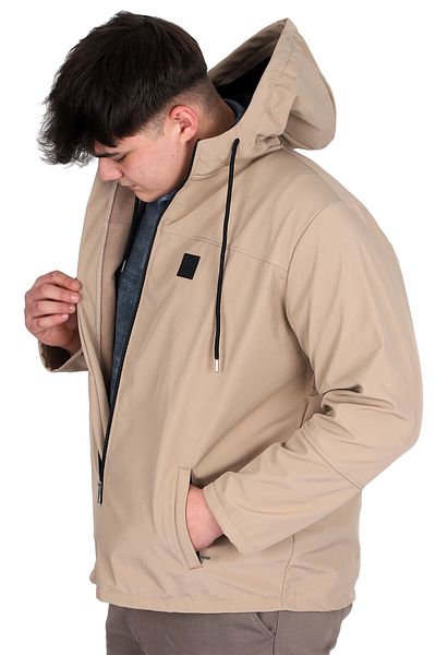 ModeXL Ανδρικό παλτό με κουκούλα - Mode XL, Plus Size, Αδιάβροχο Softshell 21235 Μπεζ