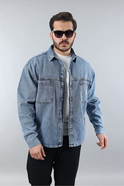 LTC Jeans Ανδρικό πουκάμισο με φαρδιά εφαρμογή από βαμβακερό τζιν σε γαλάζιο στυλ