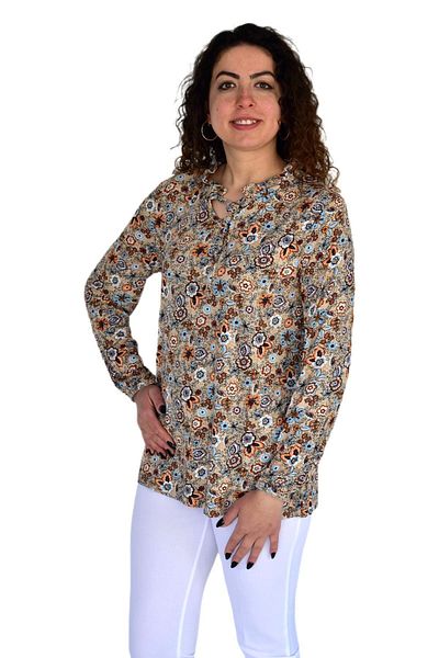 wearon tekstil Γυναικεία μπλούζα με φλοράλ εμπριμέ σχέδιο Viscon BGL-ST04293