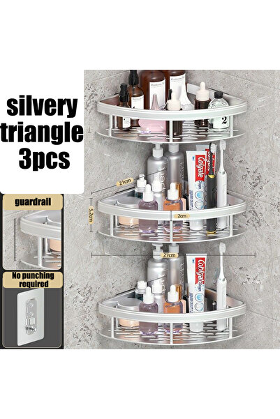 Choice رف حمام مستطيل الشكل مكون من 3 قطع من Silver-A لتعليق المناشف على الحا...