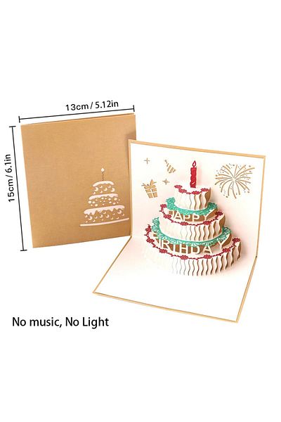 Choice Cake2 3D Light Music Birthday Card Pop Up Cake Creative Greeting Card Happy Birthday Party Gift Mess