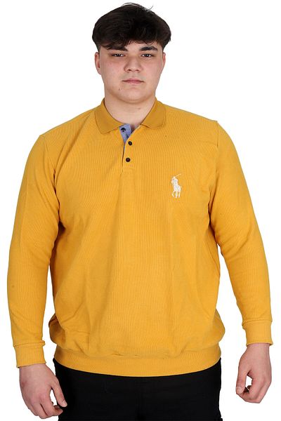 ModeXL Ανδρικό ιδρώτα πόλο μεγάλου μεγέθους XL Selanik Horse 23442 Mustard