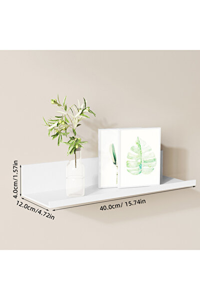 Choice رفوف حمام عائمة بيضاء مقاس 40 سم بدون حفر رف تخزين على الحائط منظم منزلي على الحافة