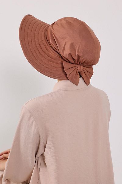 Aisha's Design عمامة بونيه من القطن الممشط قابلة للإزالة مع قبعة فيونكة في الخلف، S-4