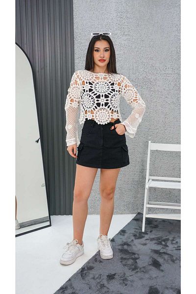 Neva Wear Women's Standard Size Crochet Lace Blouse Xs-S-M