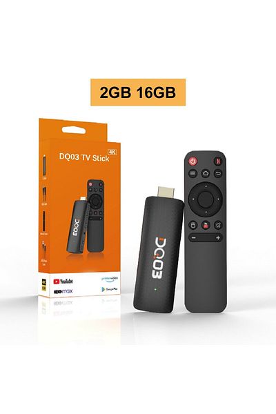 Choice جهاز DQ03 Mini TV Stick يعمل بنظام Android 10 رباعي النواة ARM Cortex A53 بسعة 2 جيجابايت و16 جيجابايت ويدعم 4K H.265 بسرعة 2.4 جيجاهرتز و5.8 جيجاهرتز