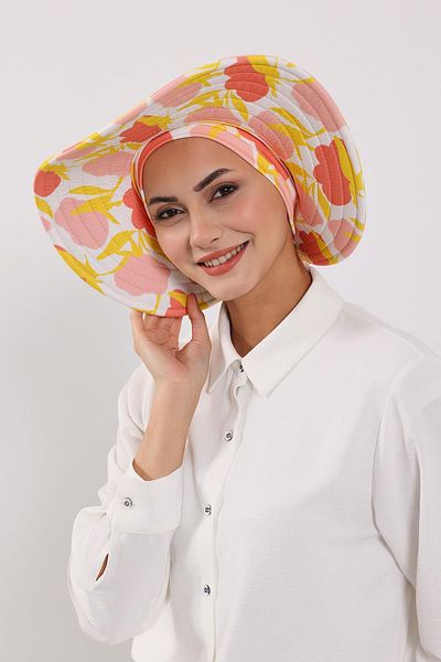 Aisha's Design Removable Bow Patterned Hat Bonnet Turban, S-4Yd