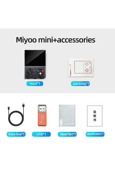 MIYOO 128g(25K GAMES) Crystal Black Mini Plus Portable Retro Handheld Game Console V2 Mini 3.5 Inch