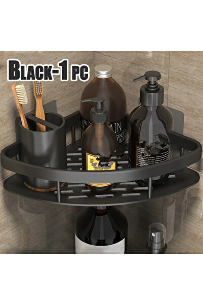 Choice1 رف حمام أسود قطعة واحدة من سبائك الألومنيوم لرف الشامبو ومنظم تخزين م...